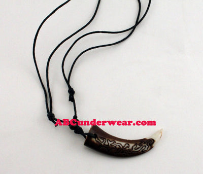 Tribal Tooth With Carving Necklace