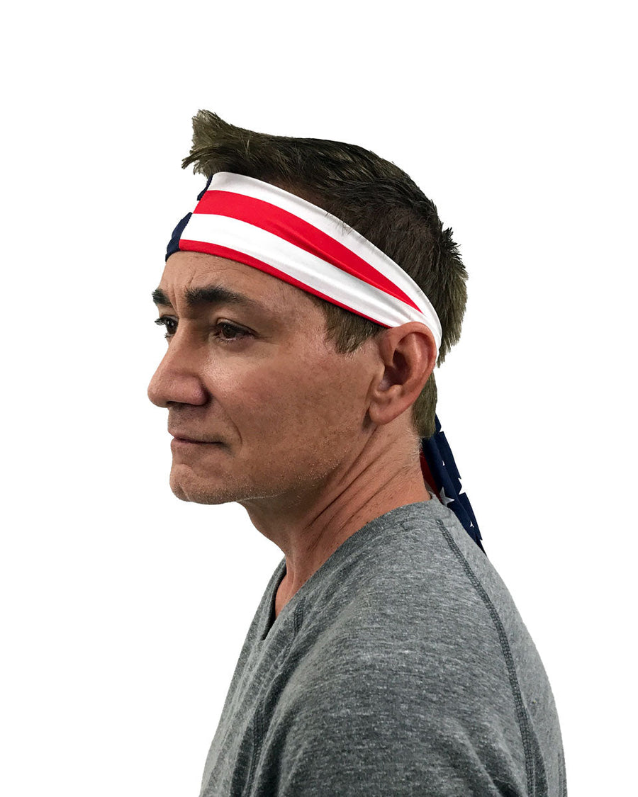 USA Flag Headband - Stars and Stripes Ties in Back - BLOWOUT!