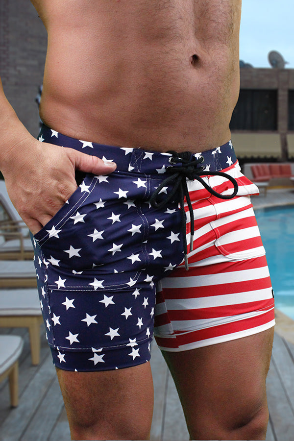 USA Flag Mens Sexy Swim Trunk Surf Short by NEPTIO® - ABC Underwear