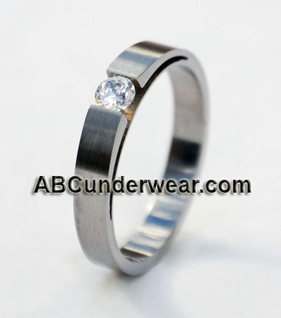 Unisex Stainless Steel Tension Ring with Cubic Zirconia