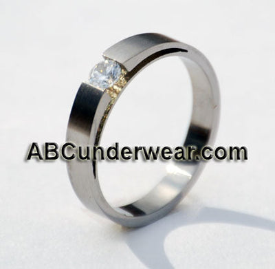 Unisex Stainless Steel Tension Ring with Cubic Zirconia