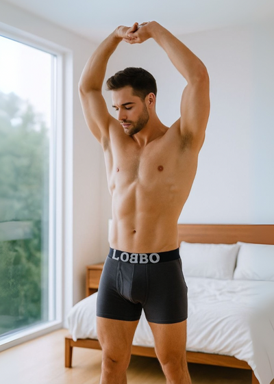 LOBBO Premium Men's Boxer Brief Underwear 2 Pack with Convenient Fly Feature