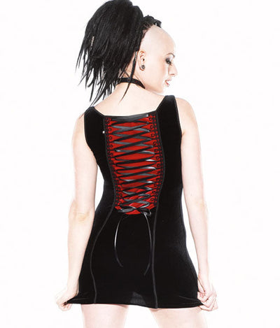 Velvet Dress w Loop Trim