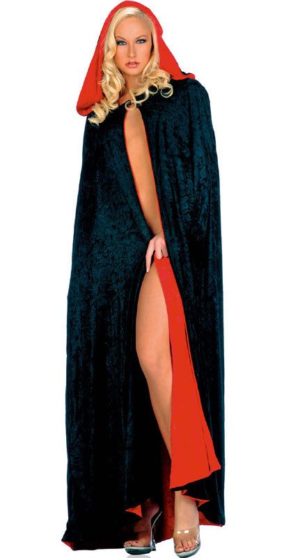 Velvet Full Length Cape With Hood-Reversible