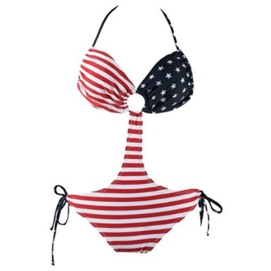 Women's American Flag Cut Out Tie Side Swimsuit