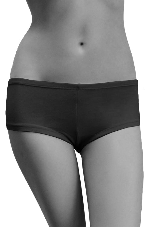 Womens Cotton Spandex Brief Short - Black