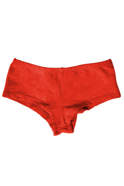 Womens Cotton Spandex Brief Short - Fiery Red