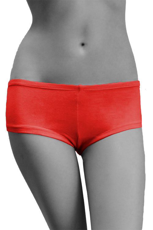 Womens Cotton Spandex Brief Short - Fiery Red
