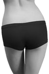 Womens Cotton Spandex Button-Up Boy Short - Black-Pink Line-ABC Underwear