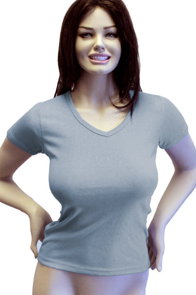 Womens Cotton V-Neck T-Shirt - Light Blue