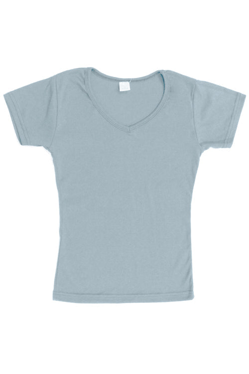 Womens Cotton V-Neck T-Shirt - Light Blue