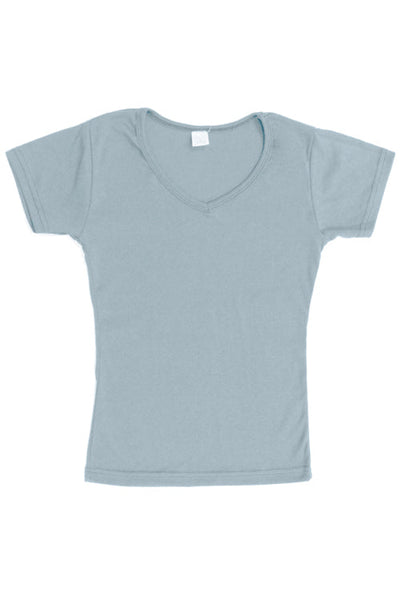 Womens Cotton V-Neck T-Shirt - Light Blue