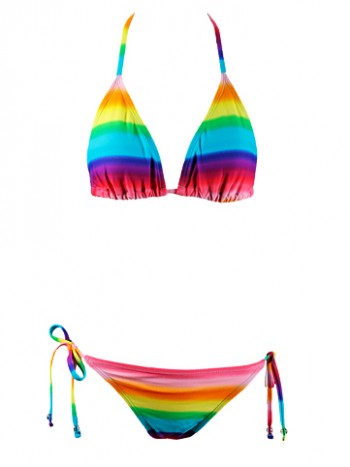 Women's Rainbow Halter Tie Side 2 Piece Bikini Swimsuit