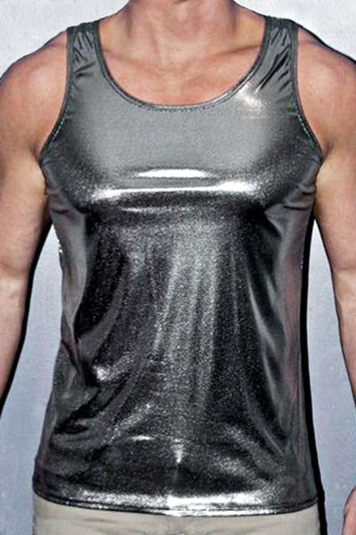 YMLA Metallic Silver Tank Top