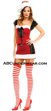 2 piece Lace Up Miss Santa Costume - Closeout-Music Legs-ABC Underwear
