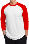 3/4 Sleve Posicharge Polyester Raglan Baseball Jersey Shirt - White & Bright Red-Port Authority-ABC Underwear