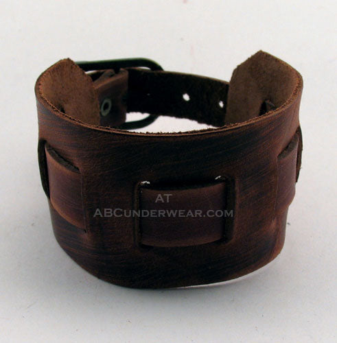 Adjustable Brown Leather Wrist Cuff