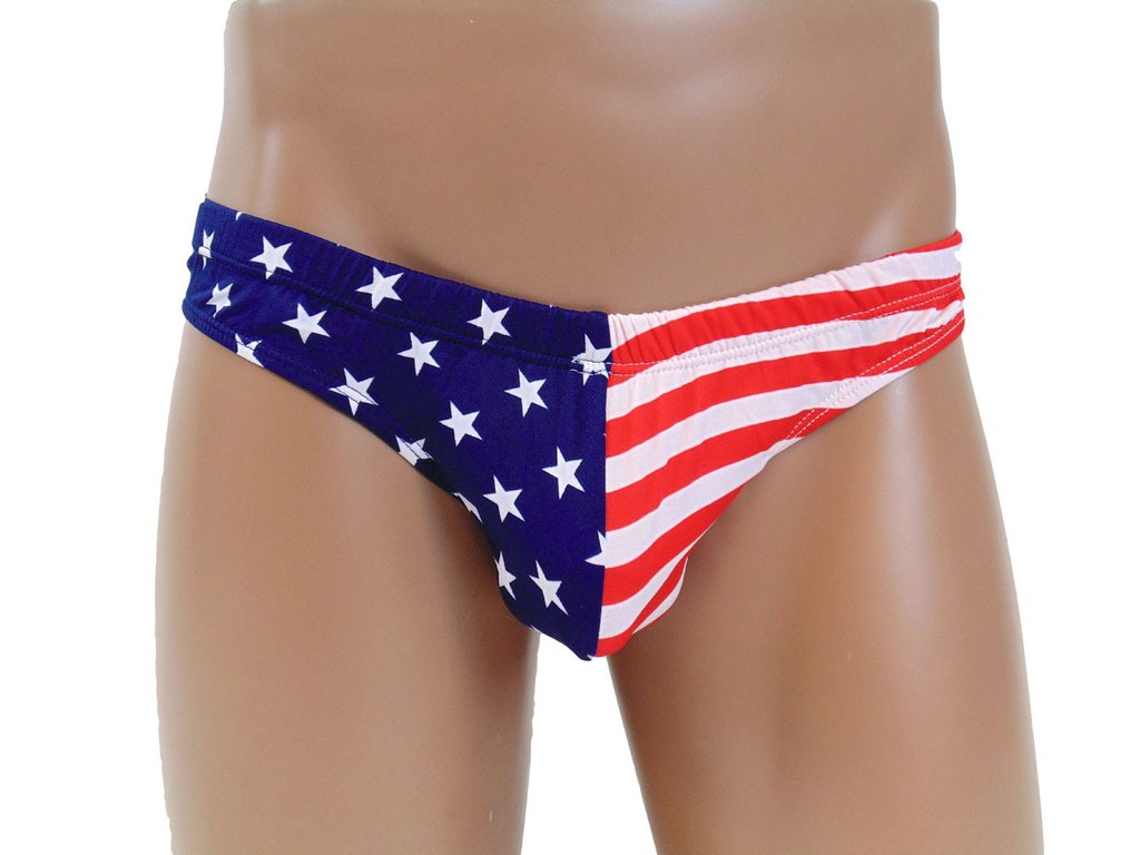 American Flag Inspired Swim Thong for Men