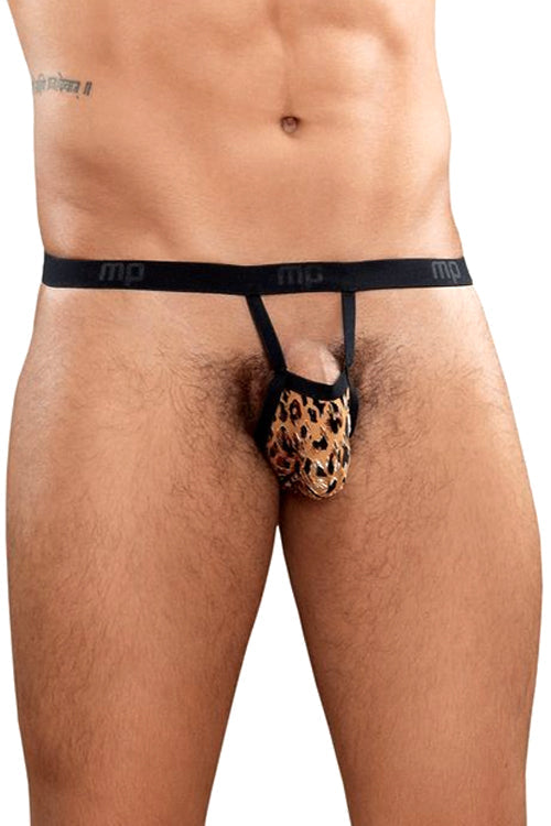 Animal Burnout Leopard Print Velvet Pouch G-String