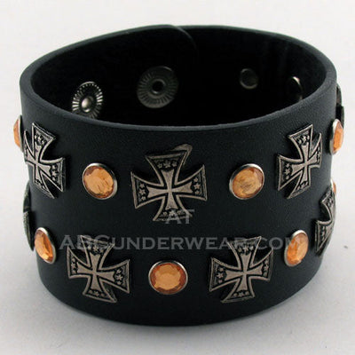 Black Adjustable Wrist Cuff with Crosses-ABCunderwear.com-ABC Underwear