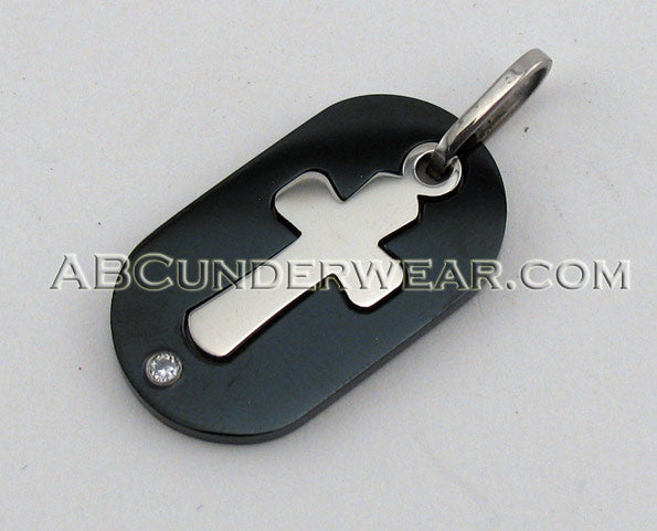 Black Cross Dog Tag Necklace