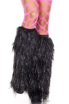 Black Furry Tinsel Leg Warmers-Music Legs-ABC Underwear