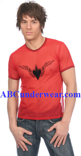 Brave Heart Mesh T-Shirt - Closeout Red-Gregg Homme-ABC Underwear