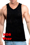 Burnout Cutout Mens Muscle V-Neck Shirt-NDS Wear-ABC Underwear
