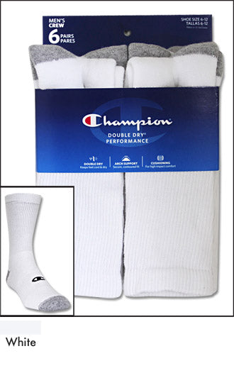 Champion Performance Crew Socks 6 Pack-ABCunderwear.com-ABC Underwear
