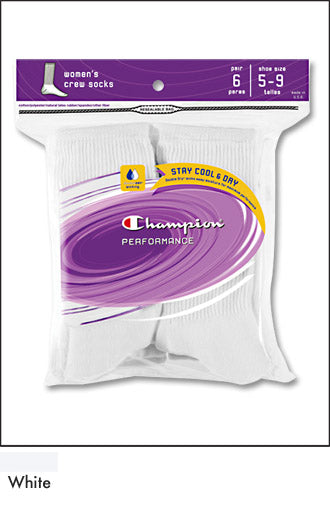 Champion Women's Performance 6 Pair Crew Socks