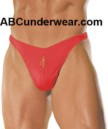 Clearance Sale: Men's Lycra Zipper Thong in Red