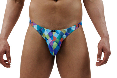 Contemporary Diamond-Patterned Men's Thong-NDS Wear-ABC Underwear