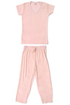 Cute & Comfy Pastel V-Neck Womens Pajama Set - Light Strawberry Pink-Pink Line-ABC Underwear