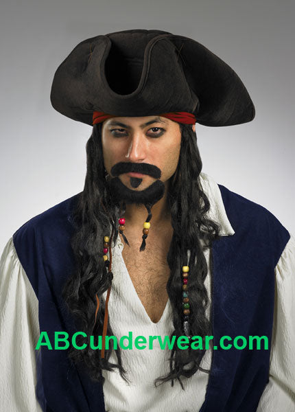 Deluxe Pirate hat with moustache and goatee