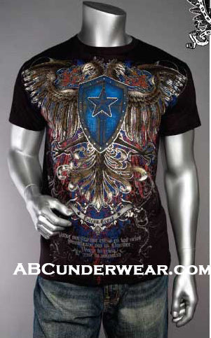 Designer Print Eagle & Shield T-Shirt