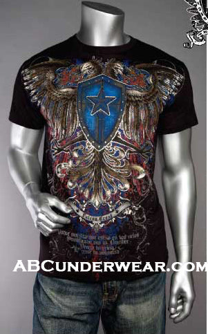Designer Print Eagle & Shield T-Shirt-T2G Shirts-ABC Underwear