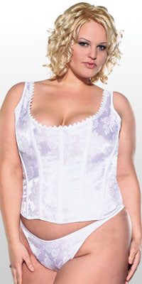 Diva Womens Brocade & Lycra Back Corset Black