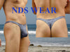 Elegant Blue Melange Microfiber Thong for a Luxurious Experience