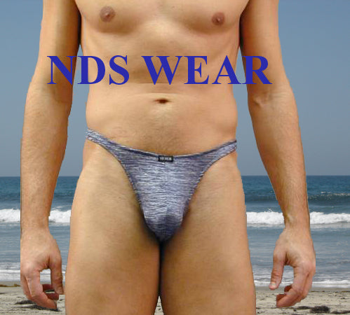 Elegant Blue Melange Microfiber Thong for a Luxurious Experience