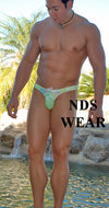 Elegant Green Floral Swim Thong for Men-nds wear-ABC Underwear