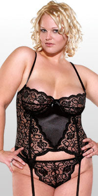 Elegant Scallop Lace and Lycra Bustier Set for the Fashion-forward Diva-Coquette-ABC Underwear