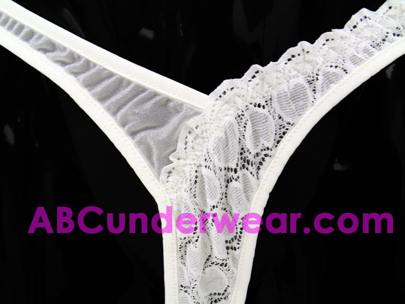 Elegant Sheer Lycra Heart Lace Thong
