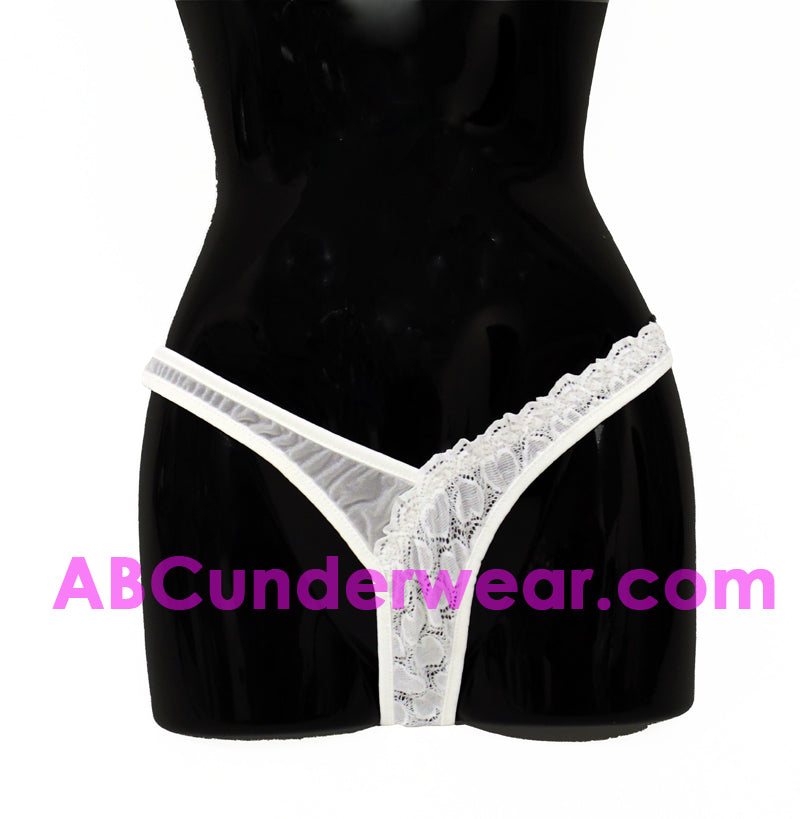 Elegant Sheer Lycra Heart Lace Thong