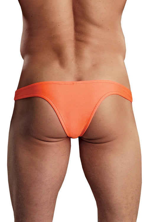 Euro Men's Wide-Back Thong Underwear with Spandex Pouch - Vibrant Orange