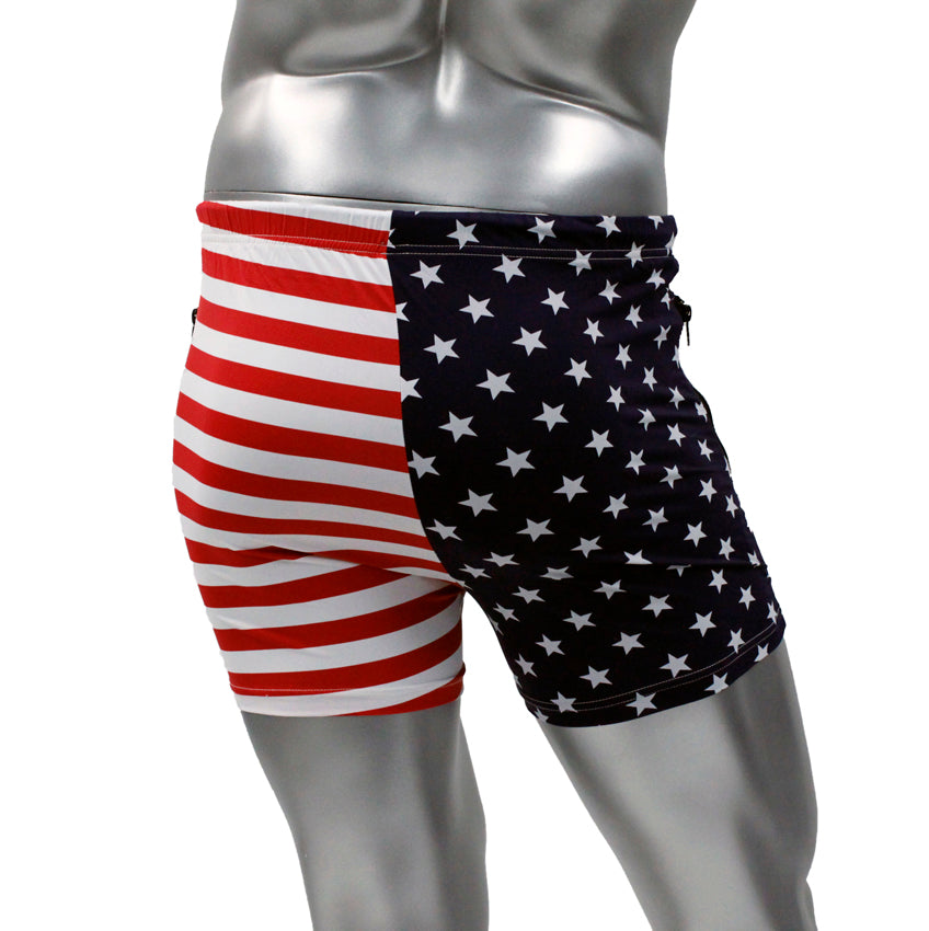 USA Flag Stars & Stripes Printed Spandex Compression Shorts in 2.5 inch  Inseam - Spandex Shorts in 2.5 inseam - Lots of Colors & Styles