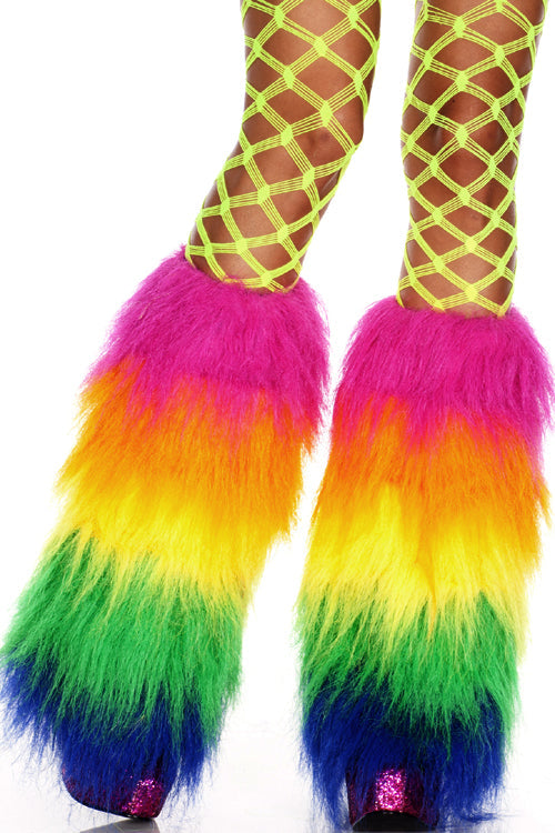 Furry Neon Rainbow Leg Warmers
