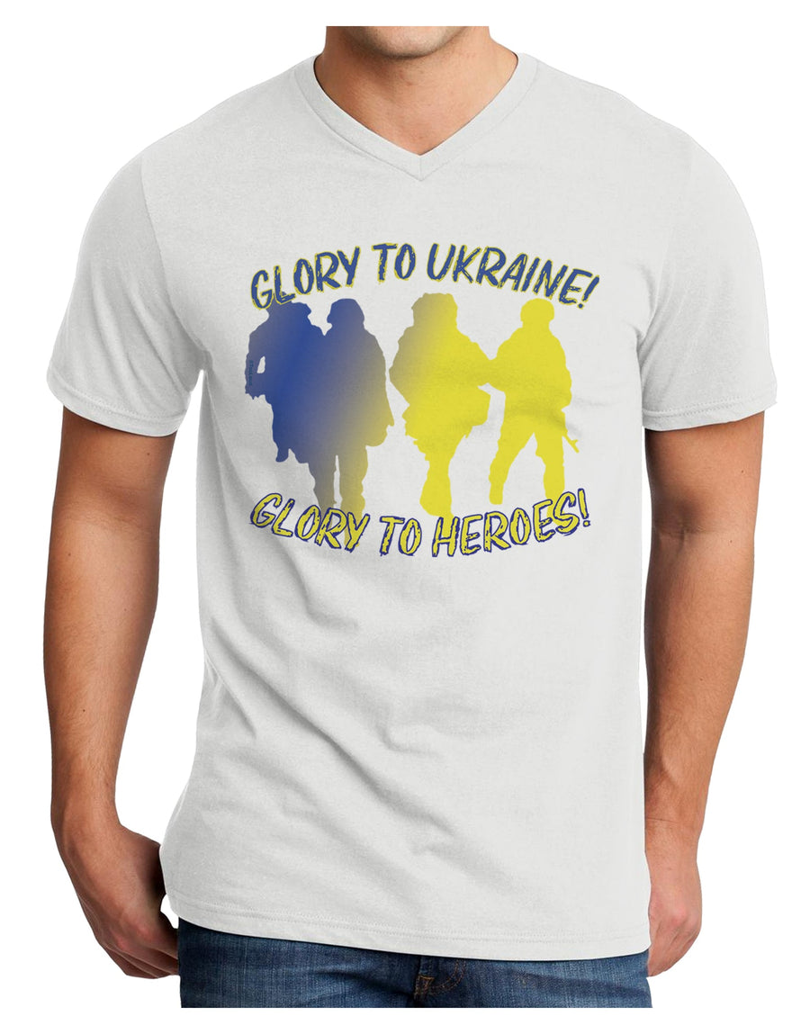 Glory to Ukraine Glory to Heroes Adult V-Neck T-shirt