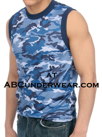 Gregg Homme BLUE Camouflage Muscle Shirt - Large Clearance