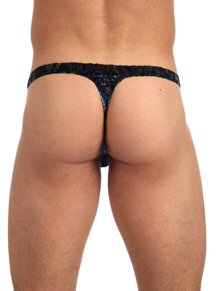Gregg Homme Blue Leopard Velvet Tanga