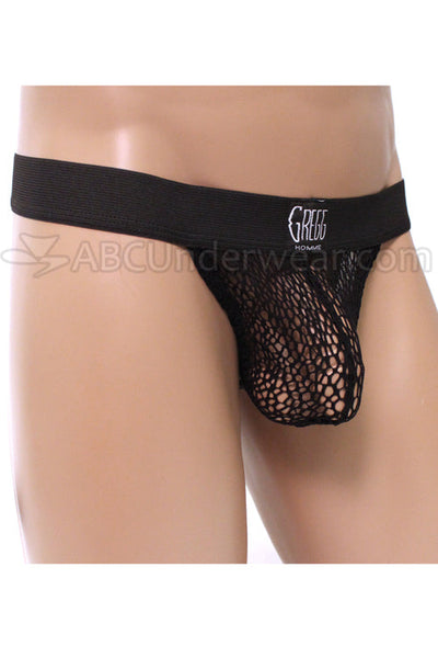 Gregg Mens Jungle Net G-String - Black-Gregg Homme-ABC Underwear